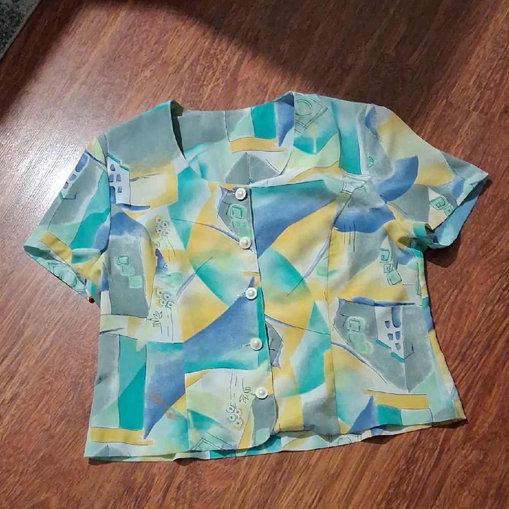 Vintage Multicolor Abstract Blouse